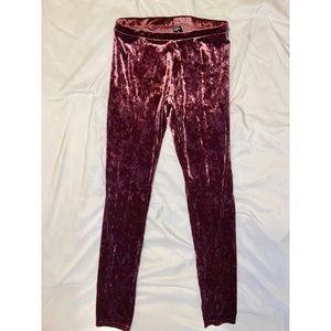 Maroon Velvet Leggings